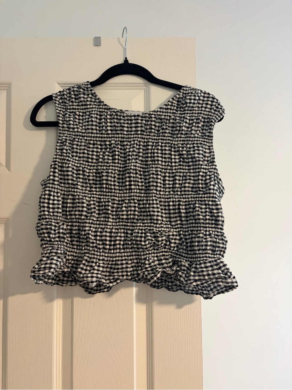 Primark Black and White Gingham Smocked Camisole